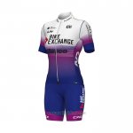 2022 Abbigliamento Ciclismo Donne Bike Exchange Blu Viola Manica Corta e Salopette