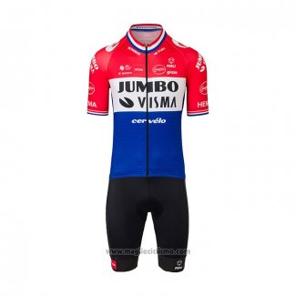 2022 Abbigliamento Ciclismo Jumbo Visma Rosso Bianco Blu Manica Corta e Salopette