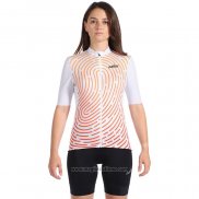 1920 Abbigliamento Ciclismo Donne Nalini Bianco Arancione Manica Corta e Salopette