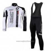 2010 Abbigliamento Ciclismo BMC Bianco Manica Lunga e Salopette