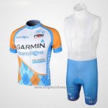 2010 Abbigliamento Ciclismo Garmin Transtions Celeste Manica Corta e Salopette