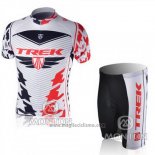 2010 Abbigliamento Ciclismo Trek Rosso e Bianco Manica Corta e Salopette