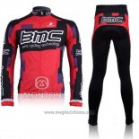 2011 Abbigliamento Ciclismo BMC Rosso e Nero Manica Lunga e Salopette