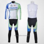 2011 Abbigliamento Ciclismo Liquigas Cannondale Bianco e Verde Manica Lunga e Salopette