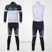 2011 Abbigliamento Ciclismo Trek Leqpard Nero e Celeste Manica Lunga e Salopette