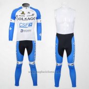 2012 Abbigliamento Ciclismo Colnago Celeste e Bianco Manica Lunga e Salopette