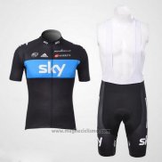 2012 Abbigliamento Ciclismo Sky Nero e Celeste Manica Corta e Salopette