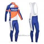 2013 Abbigliamento Ciclismo Rabobank Blu e Bianco Manica Lunga e Salopette