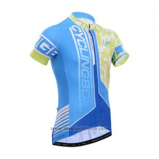 2014 Abbigliamento Ciclismo Fox Cyclingbox Giallo e Celeste Manica Corta e Salopette