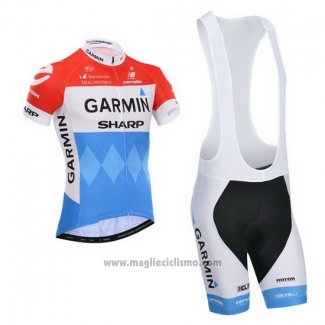 2014 Abbigliamento Ciclismo Garmin Sharp Azzurro e Rosso Manica Corta e Salopette