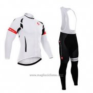 2015 Abbigliamento Ciclismo Castelli Bianco e Nero Manica Lunga e Salopette