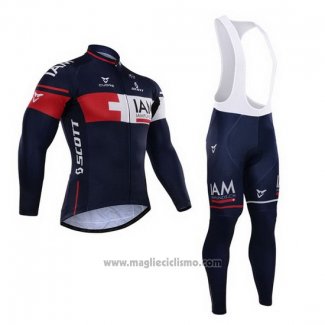 2015 Abbigliamento Ciclismo IAM Blu Manica Lunga e Salopette