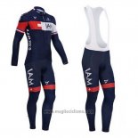 2015 Abbigliamento Ciclismo IAM Blu e Rosso Manica Lunga e Salopette