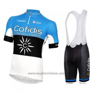 2016 Abbigliamento Ciclismo Cofidis Celeste e Nero Manica Corta e Salopette