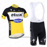 2016 Abbigliamento Ciclismo Etixx Quick Step Nero e Giallo Manica Corta e Salopette