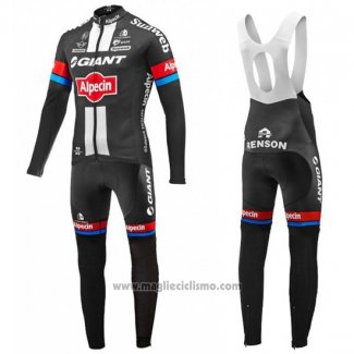 2016 Abbigliamento Ciclismo Giant Alpecin Nero e Rosso Manica Lunga e Salopette