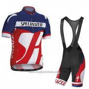 2016 Abbigliamento Ciclismo Specialized Blu e Rosso Manica Corta e Salopette