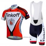 2016 Abbigliamento Ciclismo Tinkoff Rosso e Bianco Manica Corta e Salopette