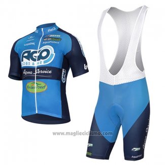 2017 Abbigliamento Ciclismo Ago Aqua Service Blu Manica Corta e Salopette