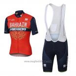 2017 Abbigliamento Ciclismo Bahrain Merida Rosso Manica Corta e Salopette