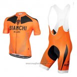 2017 Abbigliamento Ciclismo Bianchi Arancione Manica Corta e Salopette