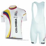 2017 Abbigliamento Ciclismo Colombia Bianco Manica Corta e Salopette