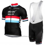 2017 Abbigliamento Ciclismo Etixx Quick Step Campione Lussemburgo Nero Manica Corta e Salopette