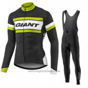 2017 Abbigliamento Ciclismo Giant Verde e Nero Manica Lunga e Salopette