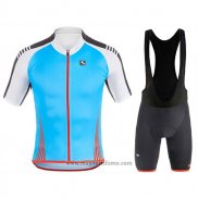 2017 Abbigliamento Ciclismo Giordana Sahara Bianco e Celeste Manica Corta e Salopette