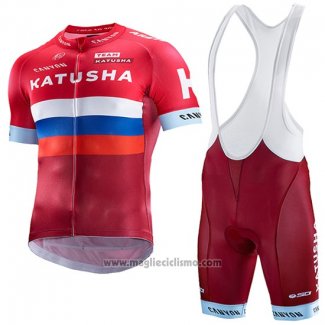 2017 Abbigliamento Ciclismo Katusha Rosso e Bianco Manica Corta e Salopette