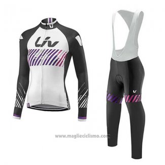 2017 Abbigliamento Ciclismo Liv Bianco Manica Lunga e Salopette