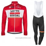 2017 Abbigliamento Ciclismo Lotto Soudal Ml Rosso Manica Lunga e Salopette