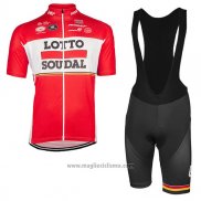 2017 Abbigliamento Ciclismo Lotto Soudal Rosso Manica Corta e Salopette