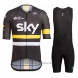 2017 Abbigliamento Ciclismo Sky Giallo e Nero Manica Corta e Salopette
