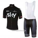 2017 Abbigliamento Ciclismo Sky Scuro Nero Manica Corta e Salopette