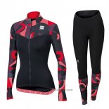 2017 Abbigliamento Ciclismo Sportful Primavera Nero e Rosso Manica Lunga e Salopette