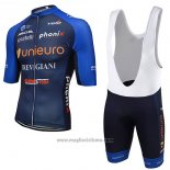 2017 Abbigliamento Ciclismo Unieuro Trevigiani Blu Manica Corta e Salopette