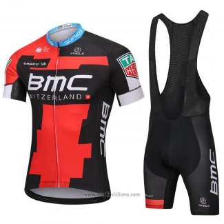 2018 Abbigliamento Ciclismo BMC Rosso Nero Manica Corta e Salopette