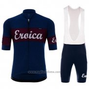 2018 Abbigliamento Ciclismo Eroica Vino Spento Blu Manica Corta e Salopette