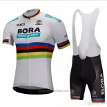 2018 Abbigliamento Ciclismo UCI Mondo Campione Bora Bianco Manica Corta e Salopette