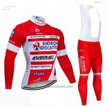 2019 Abbigliamento Ciclismo Androni Giocattoli Rosso Bianco Manica Lunga e Salopette