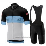 2019 Abbigliamento Ciclismo Castelli Prologo 6 Nero Celeste Bianco Manica Corta e Salopette