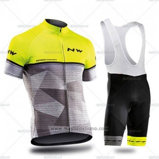 2019 Abbigliamento Ciclismo Northwave Grigio Giallo Manica Corta e Salopette