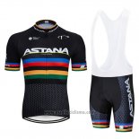 2019 Abbigliamento Ciclismo UCI Mondo Campione Movistar Nero Bianco Manica Corta e Salopette