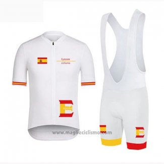 2019 Abbigliamento Ciclismo Vuelta Espana Bianco Manica Corta e Salopette