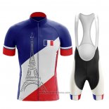 2020 Abbigliamento Ciclismo Campione Francia Blu Bianco Rosso Manica Corta e Salopette