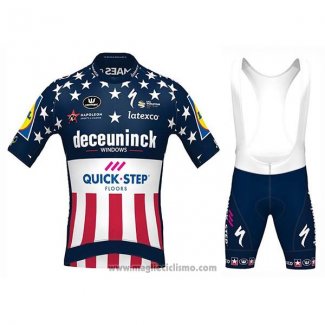 2020 Abbigliamento Ciclismo Deceuninck Quick Step Campione USA Manica Corta e Salopette