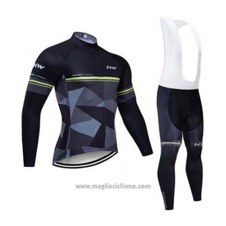 2020 Abbigliamento Ciclismo Northwave Nero Grigio Manica Lunga e Salopette