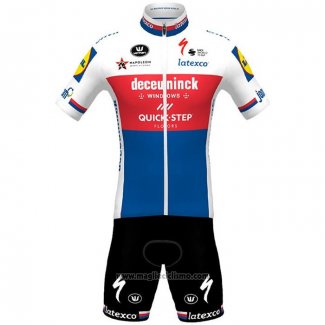 2021 Abbigliamento Ciclismo Deceuninck Quick Step Campione Repubblica Ceca Manica Corta e Salopette