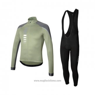 2021 Abbigliamento Ciclismo RH+ Grigio Verde Manica Lunga e Salopette(1)